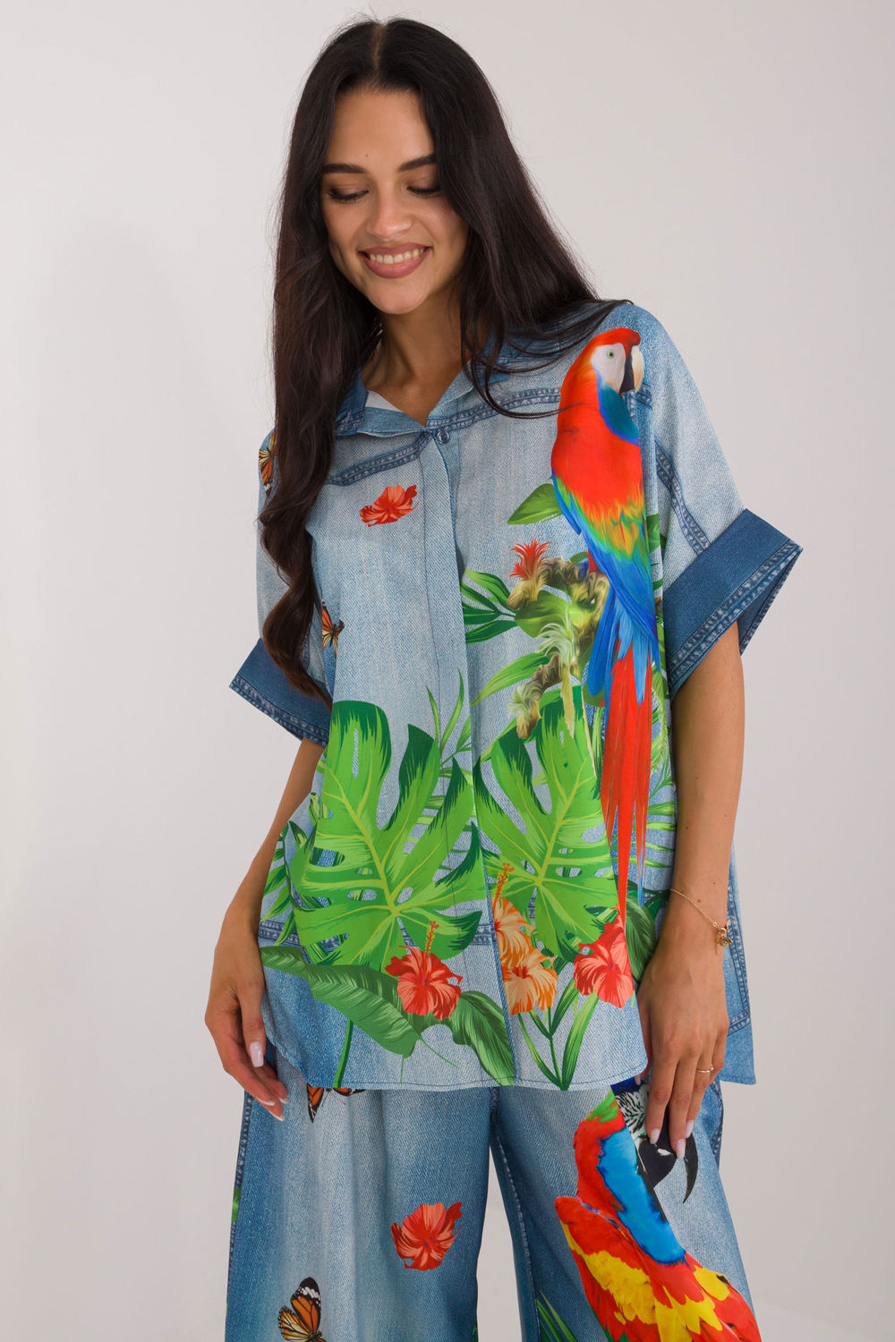 Italy Moda Blue Short Sleeve Top