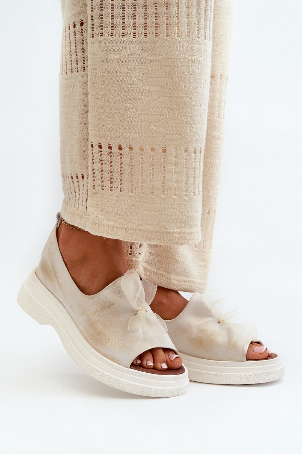 Step In Style Zazoo Gold Leather Sandals