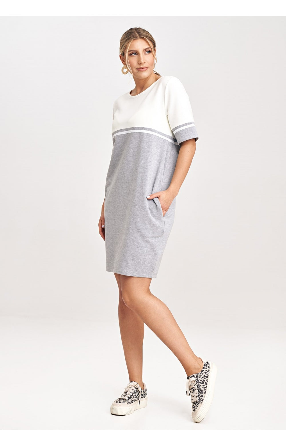 Figl Ecru Cotton Mini Short Sleeve Dress - view 2