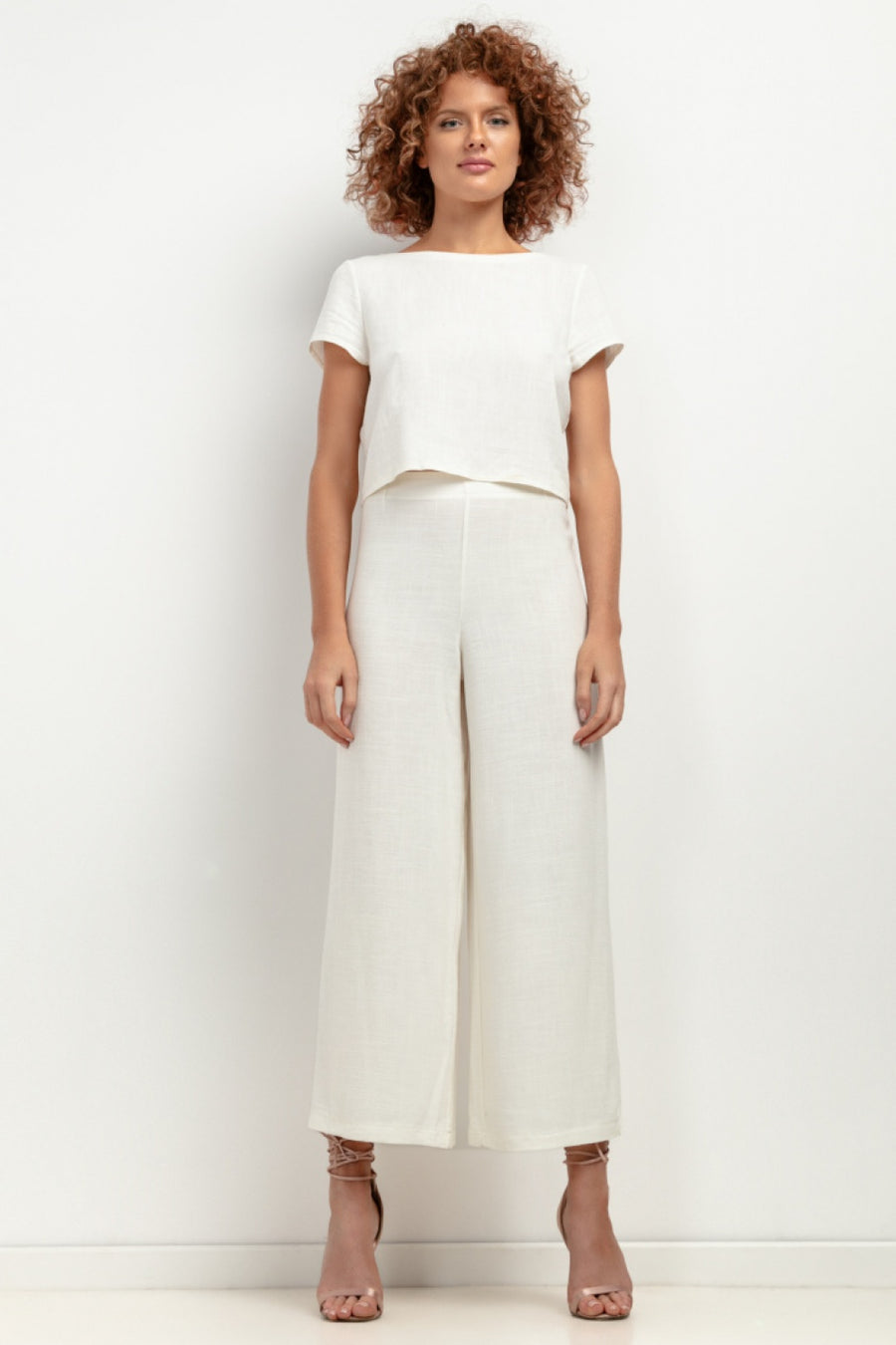 Tessita Sand Linen Wide Leg Trousers
