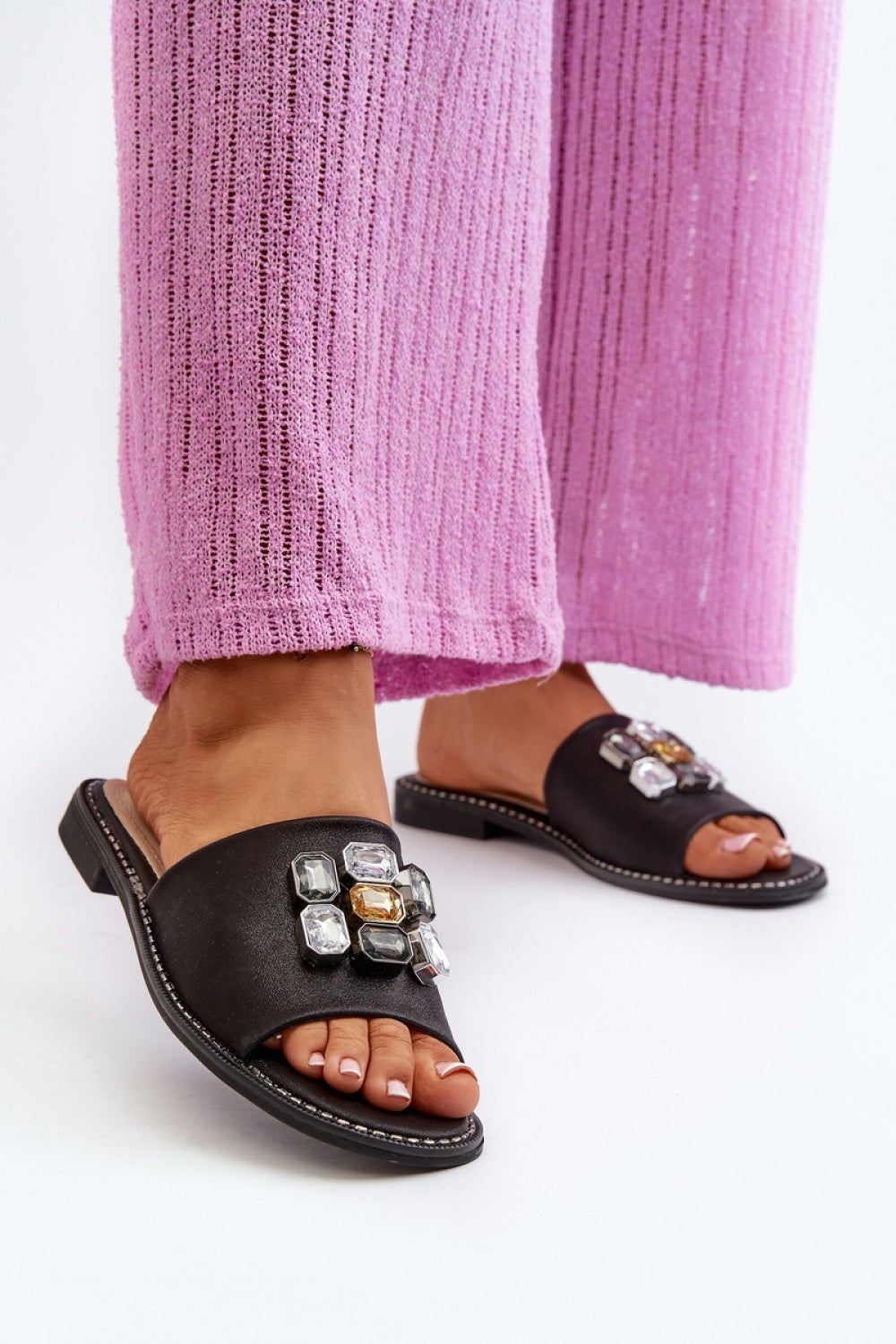 Step In Style Black Flat Flip Flops - view 3