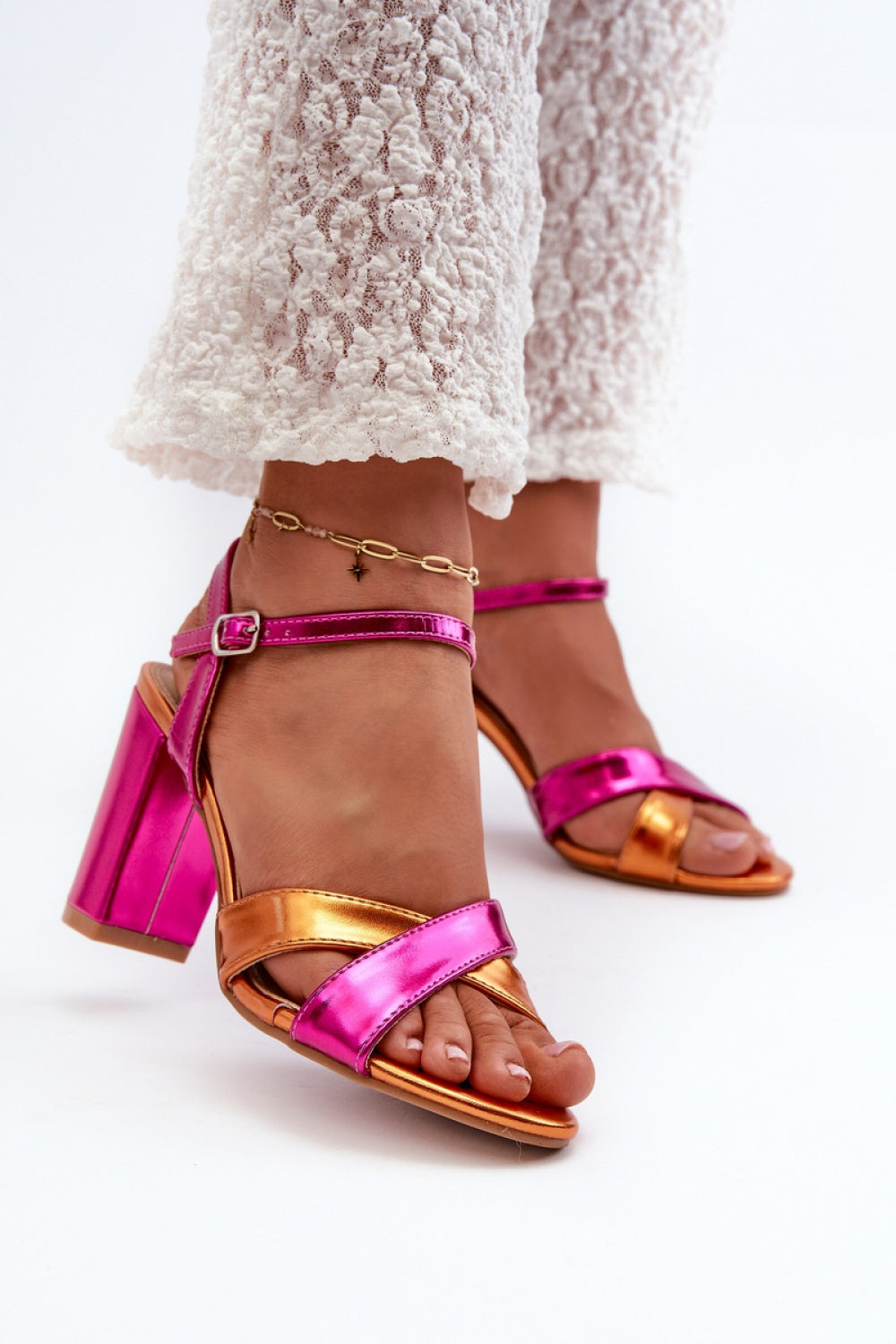 Step In Style Abilica Fuchsia Faux Leather Stiletto Heeled Sandals - view 3