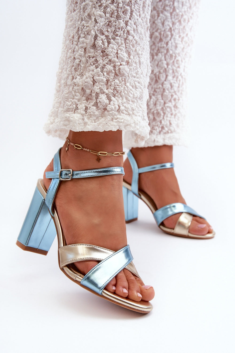 Step In Style Abilica Gold Faux Leather Stiletto Heeled Sandals - view 3