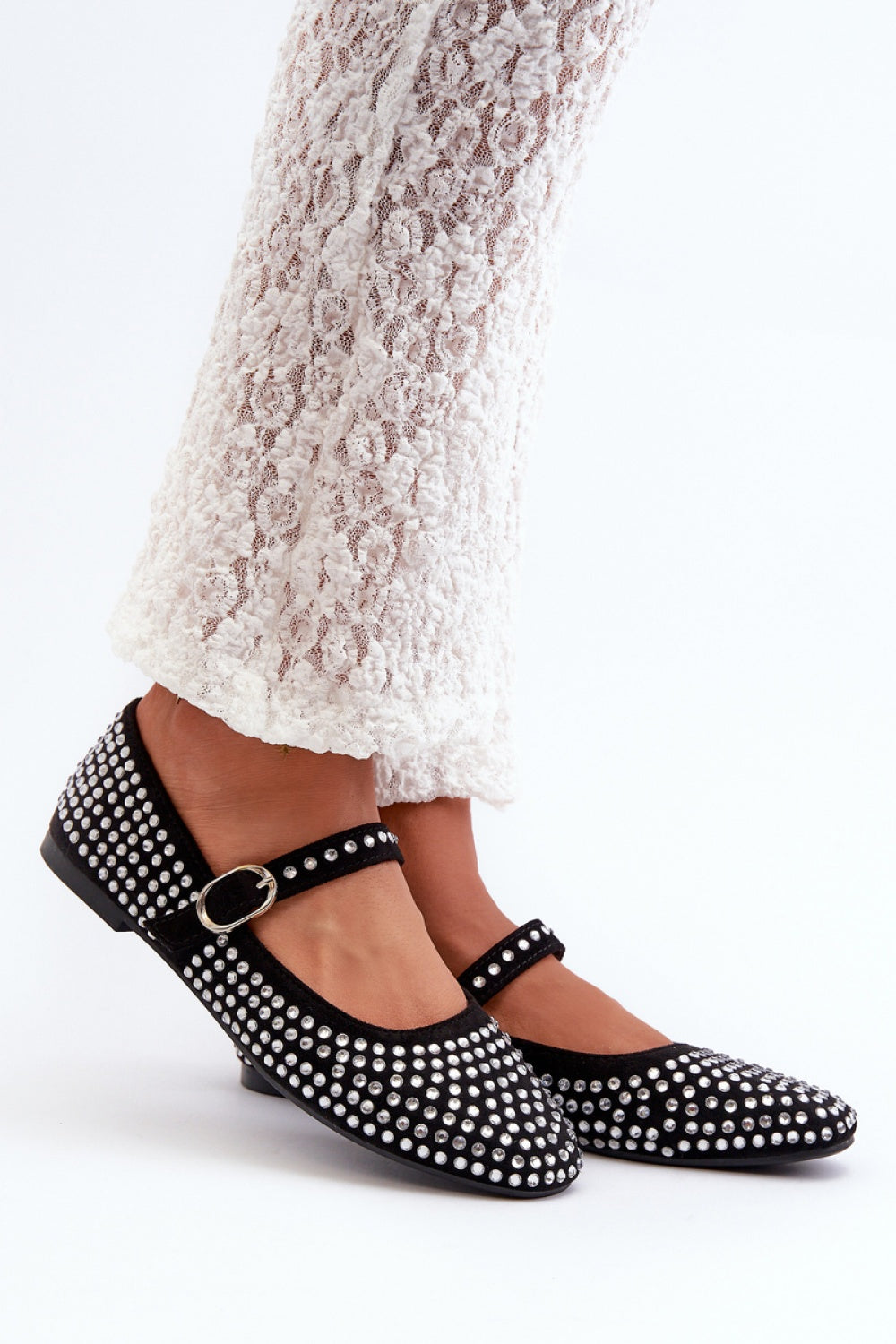 Step In Style Tinara Black Faux Suede Ballet Flats