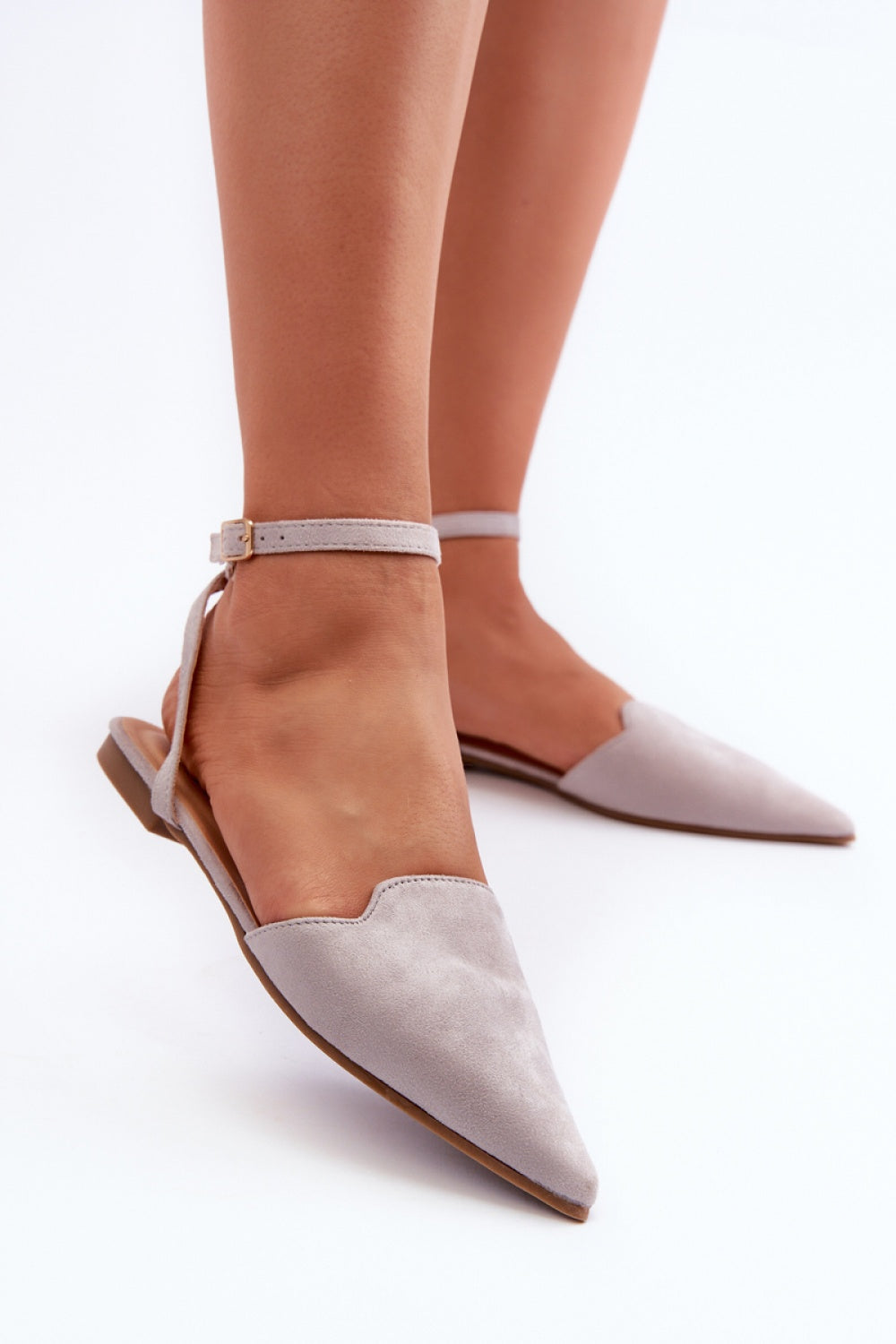 Step In Style Ellesara Grey Faux Suede Ballet Flats - view 3