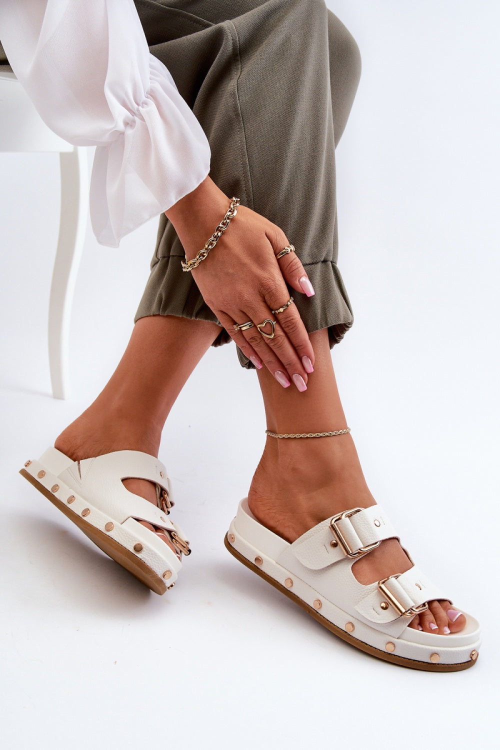 Step In Style White Faux Leather Platform Flip Flops - view 3