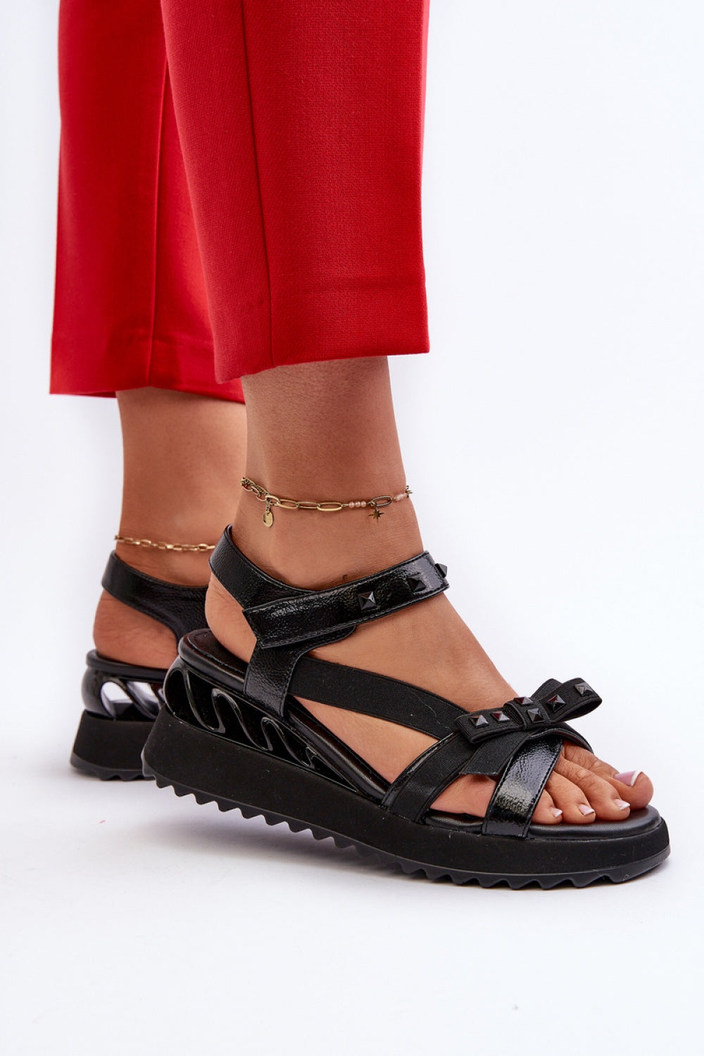 Step In Style Black Platform Wedge Sandals
