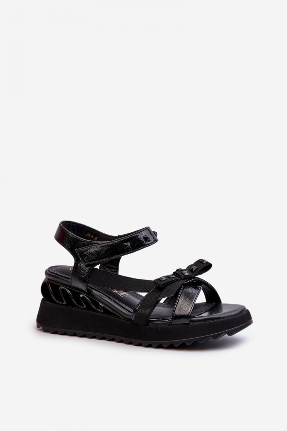Step In Style Black Platform Wedge Sandals - view 2
