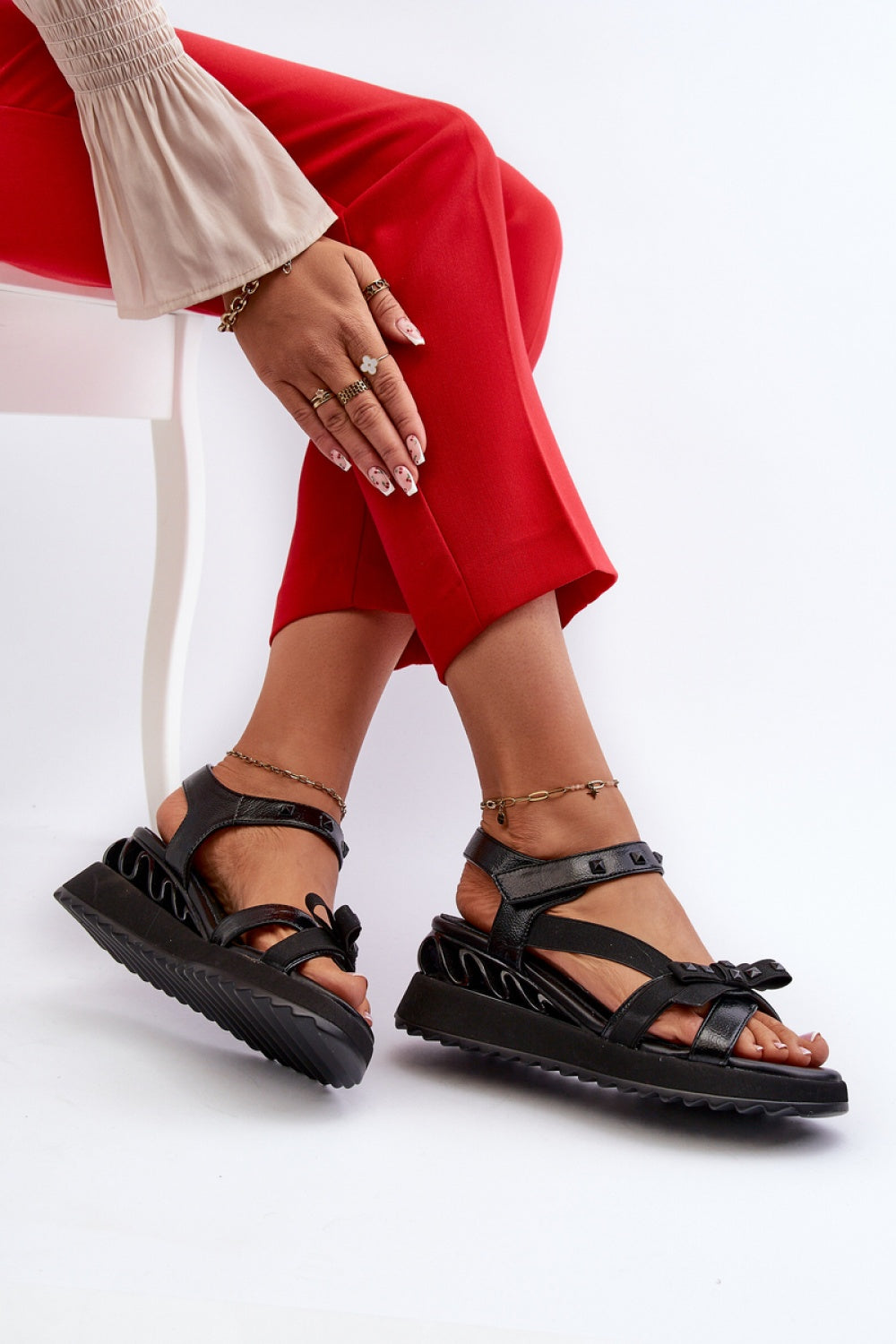 Step In Style Black Platform Wedge Sandals - view 3