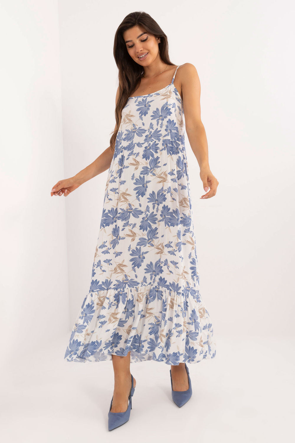 Italy Moda Blue Midi Floral Dress