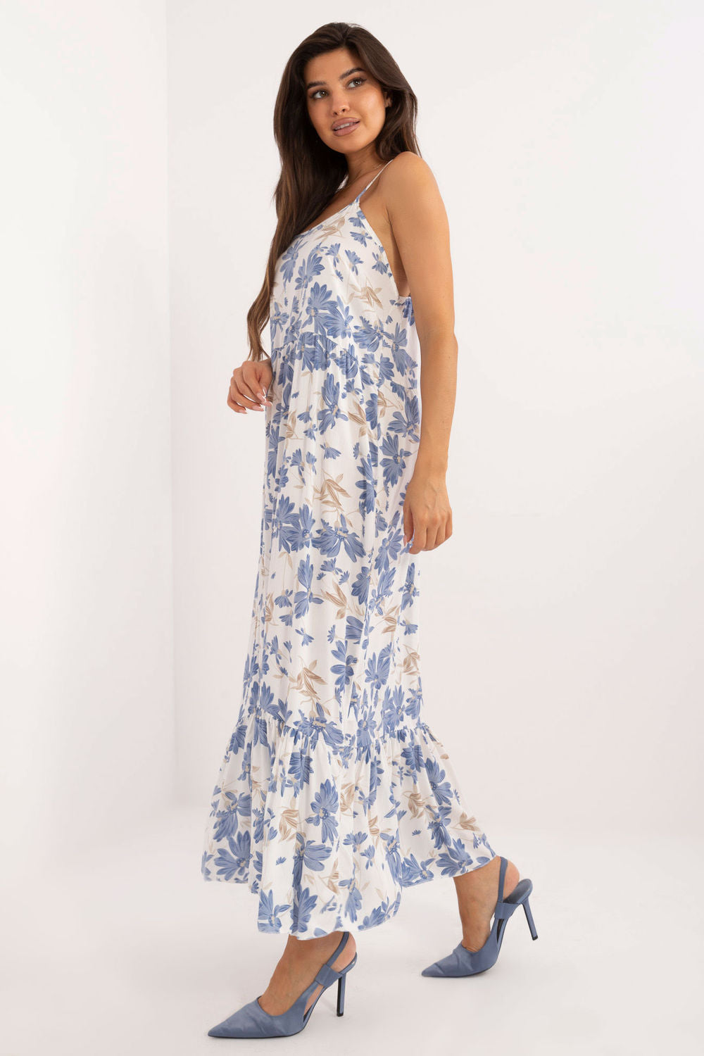 Italy Moda Blue Midi Floral Dress - view 2