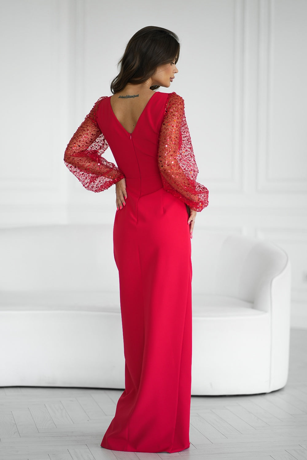Bicotone Red Sequin Maxi Dress - view 3