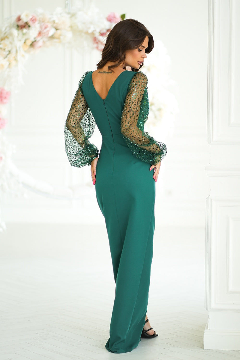 Bicotone Green Sequin Maxi Dress - view 3