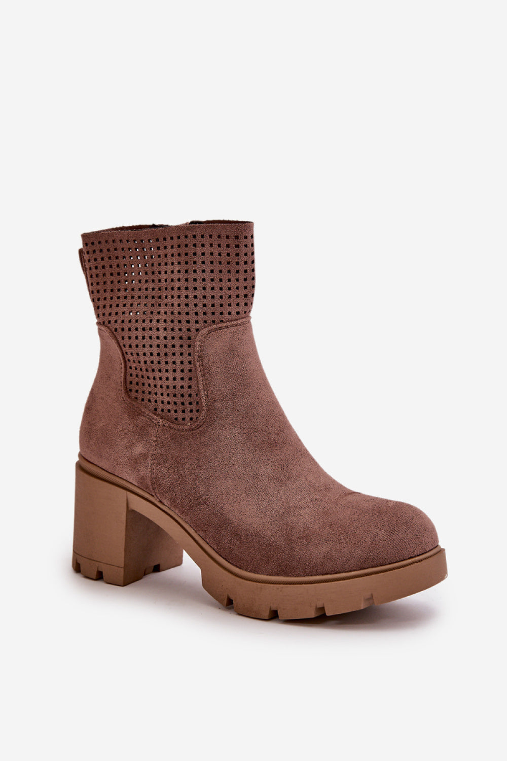 Step In Style Rashmi Brown Faux Suede Block Heel Heeled Ankle Boots - view 2