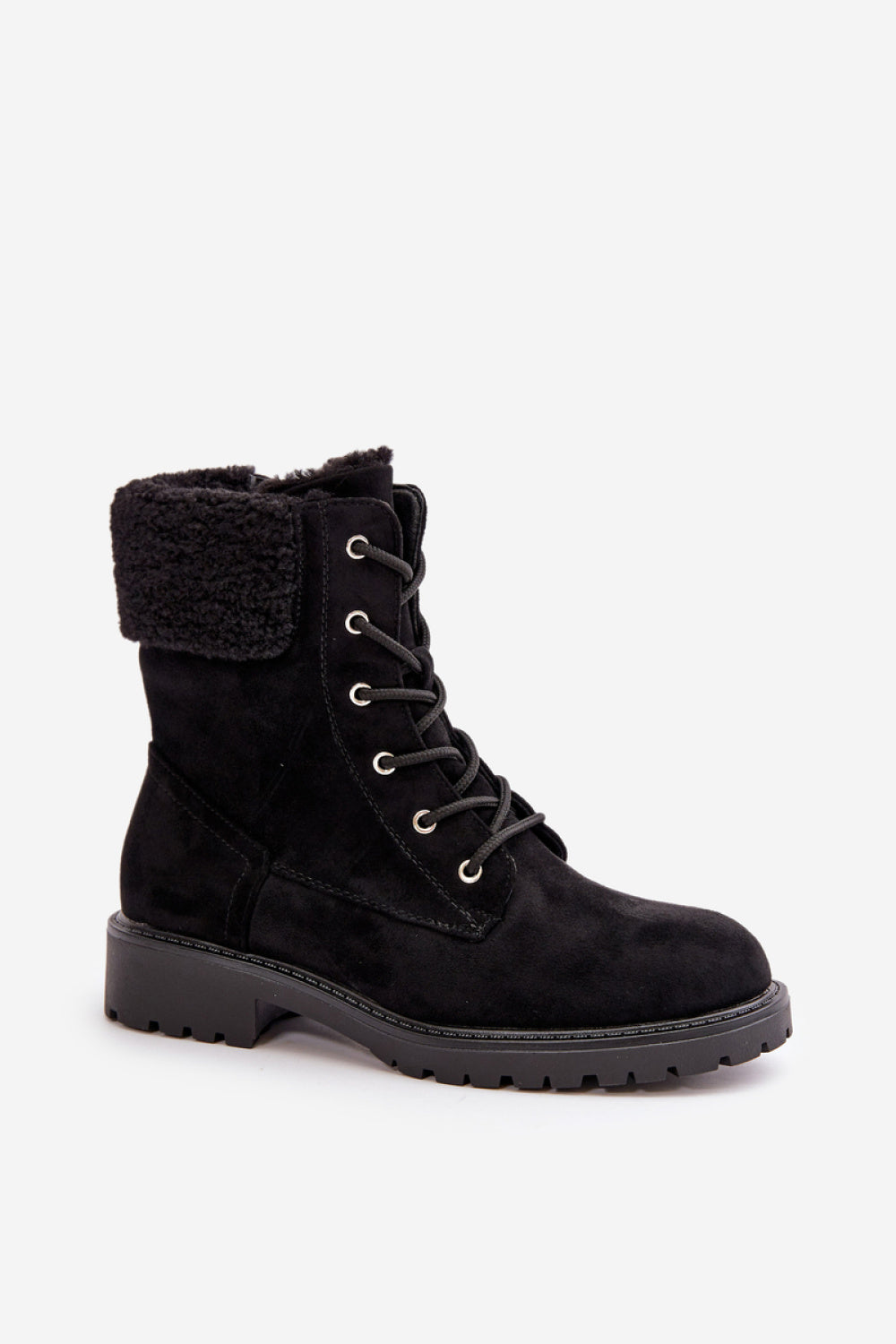Step In Style Mivael Black Faux Suede Lace Up Ankle Boots - view 2