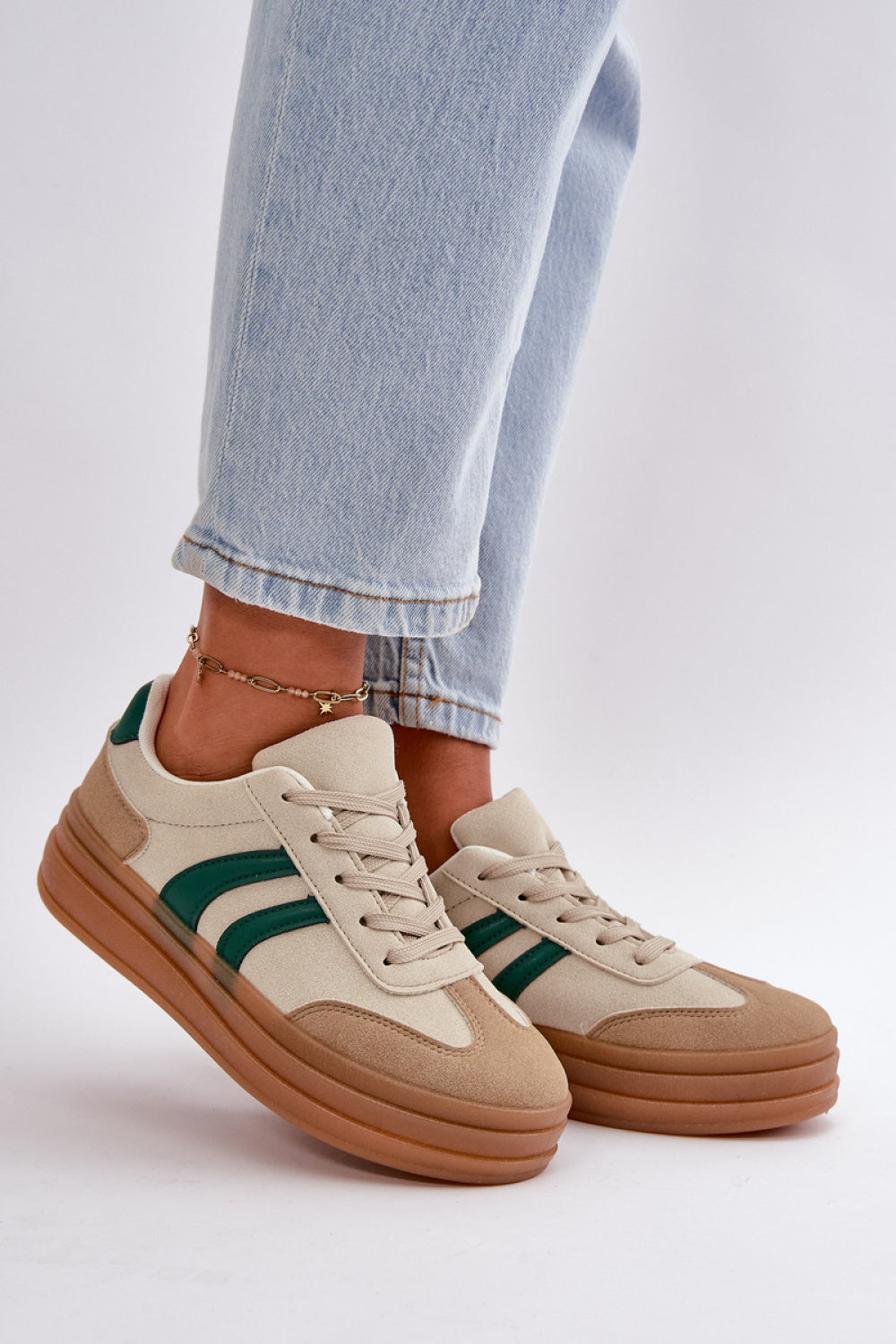 Step In Style Green Platform Trainers