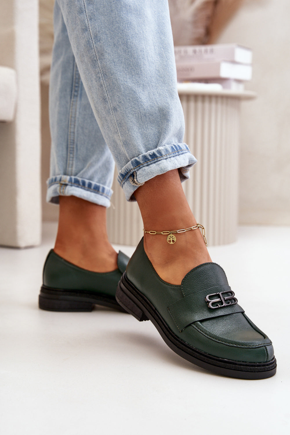 Step In Style Zazoo Dark Green Flat Shoes