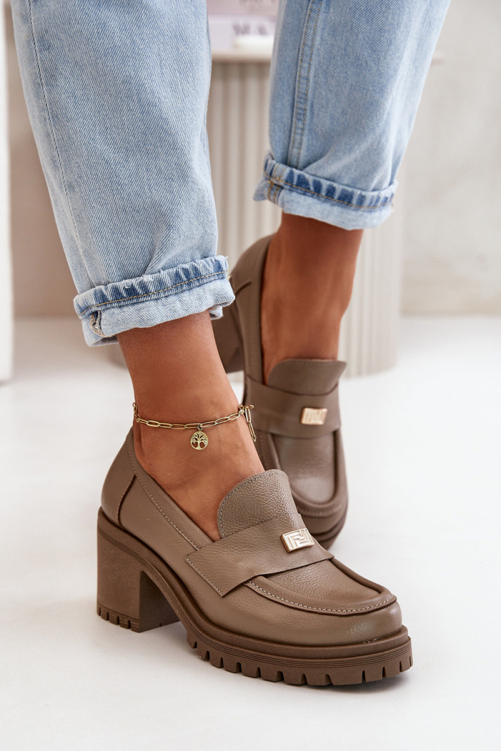 Step In Style Zazoo Dark Beige Platform Heeled Shoes - view 2