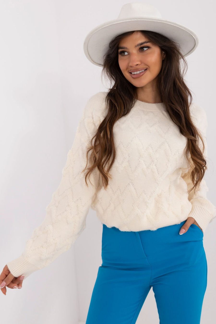 AT Ecru Acrylic Long Sleeve Jumper