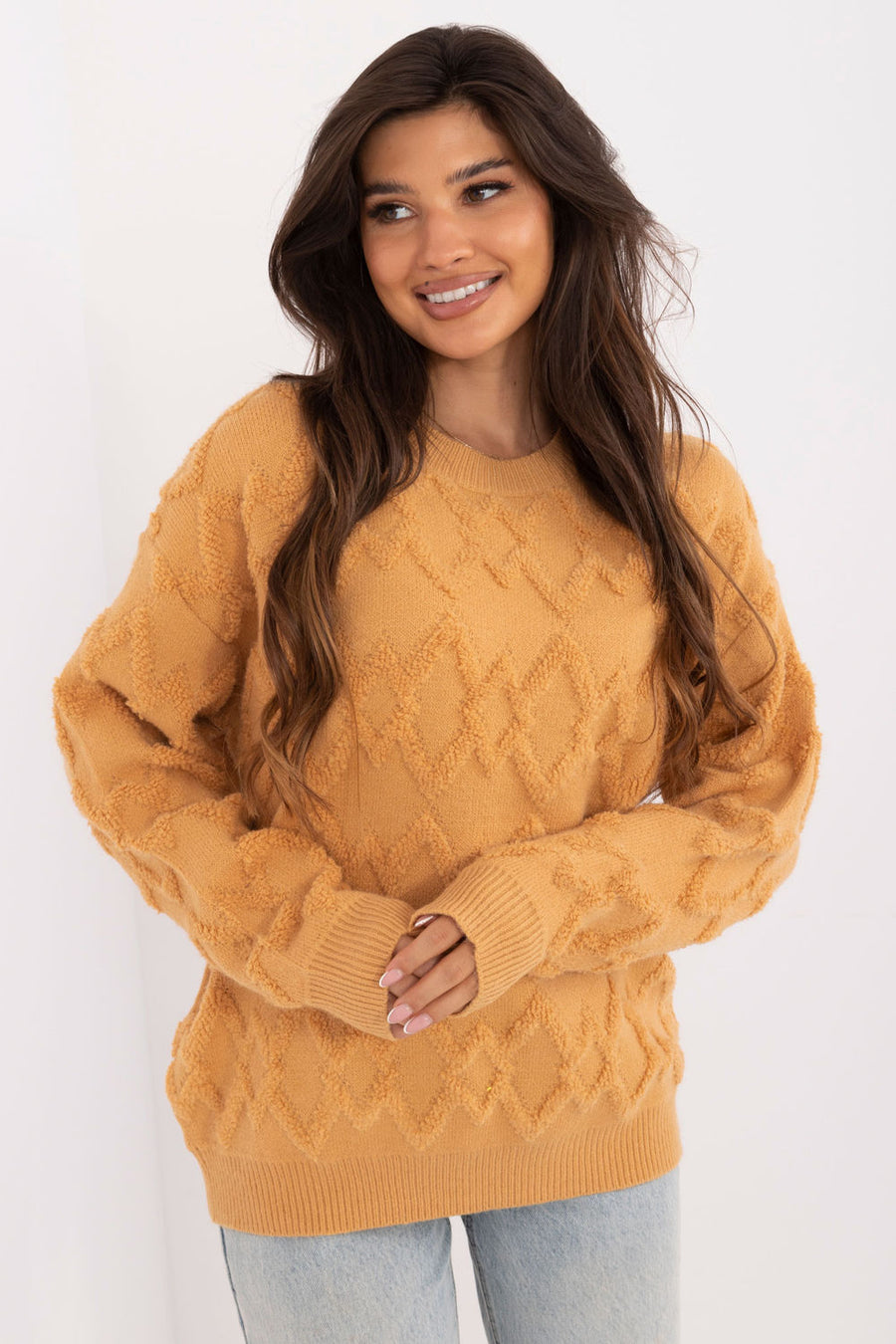 AT Camel Knitted Long Sleeve Jumper