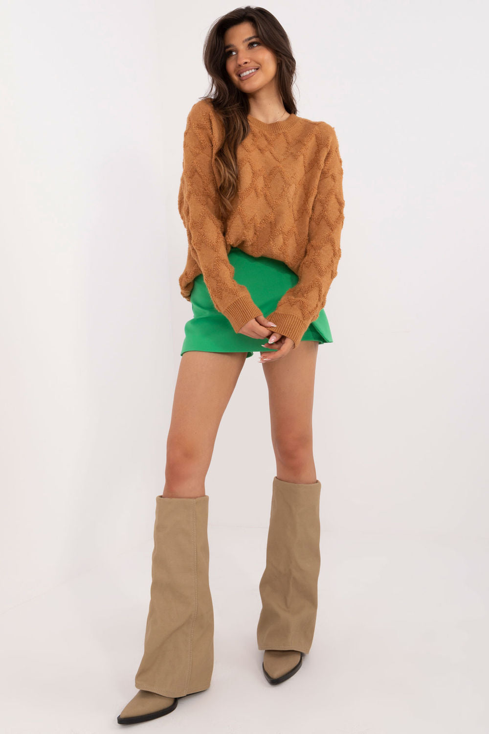 AT Light Brown Round Neck Long Sleeve Jumper - view 2