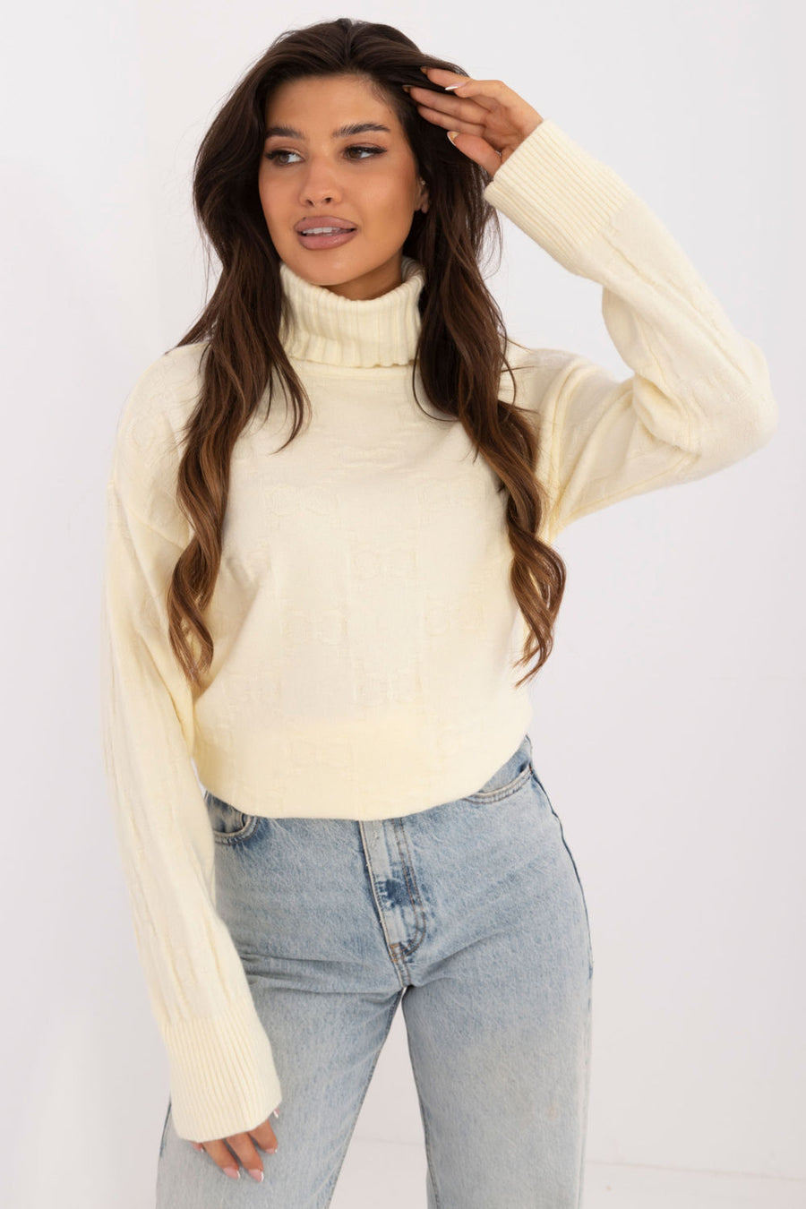 AT Light Yellow Long Sleeve Roll Neck Jumper