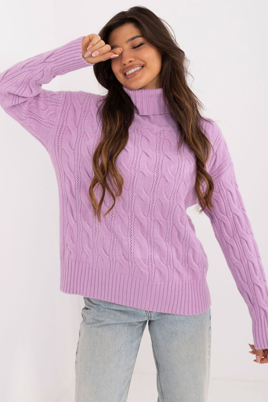 AT Light Violet Long Sleeve Roll Neck Jumper