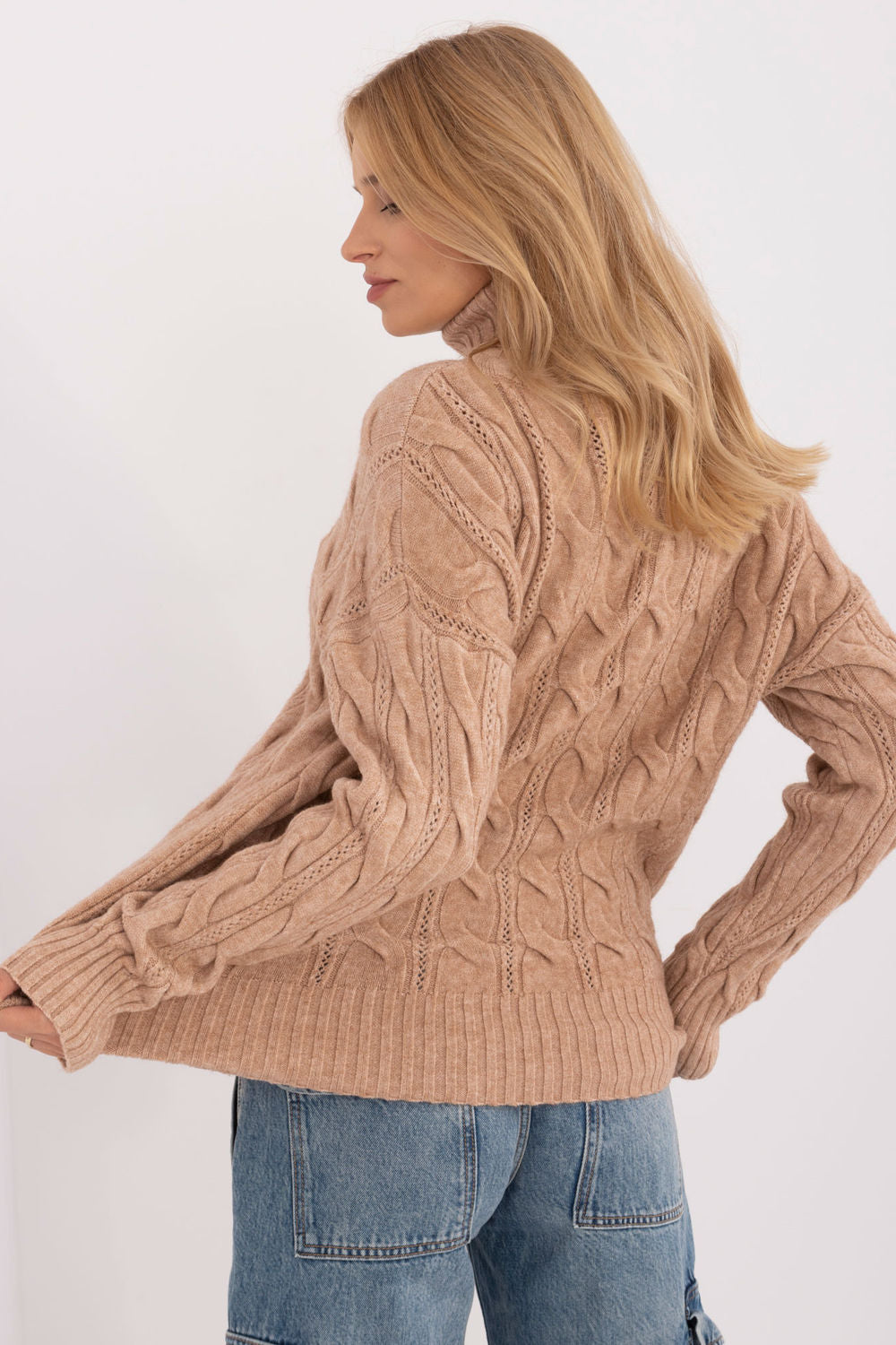 AT Camel Acrylic Long Sleeve Roll Neck Jumper - view 3