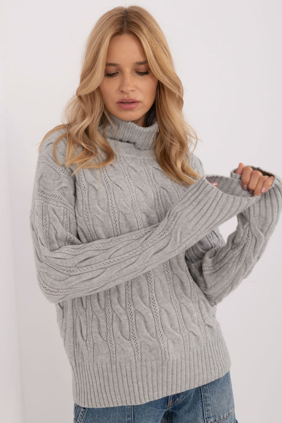 AT Grey Long Sleeve Roll Neck Jumper