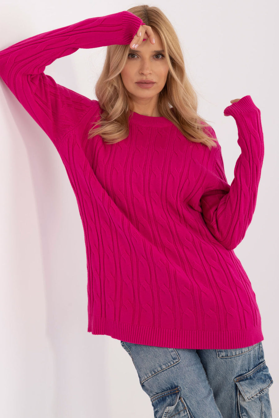 AT Fuchsia Acrylic Long Sleeve Jumper