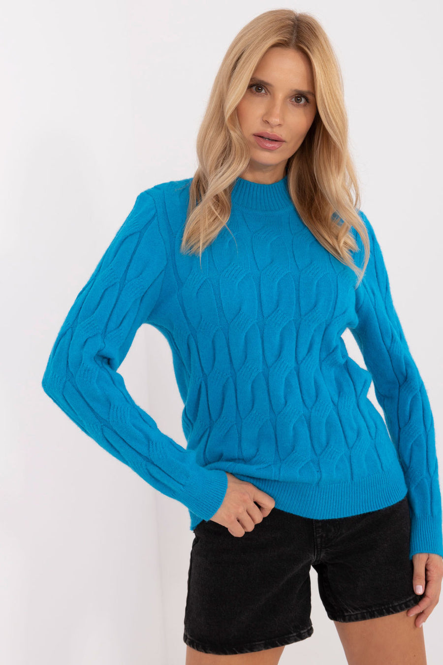 AT Blue Roll Neck Long Sleeve Jumper