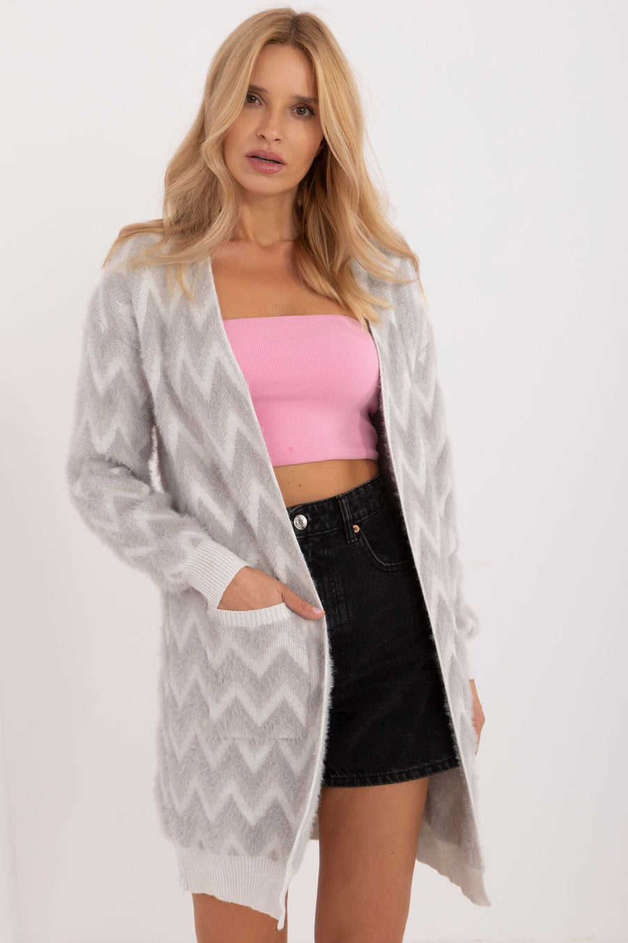 AT Grey Nylon Long Sleeve Cardigan