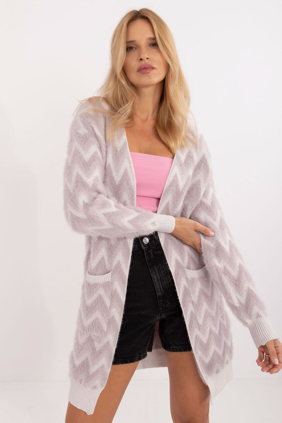 AT Light Violet Nylon Long Sleeve Cardigan