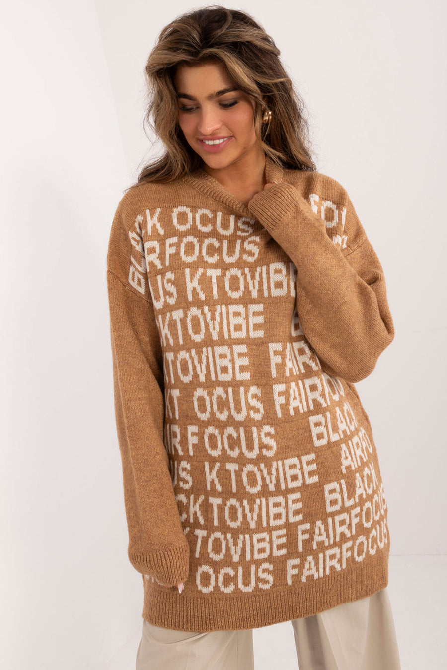 Badu Camel Long Sleeve Longline Jumper