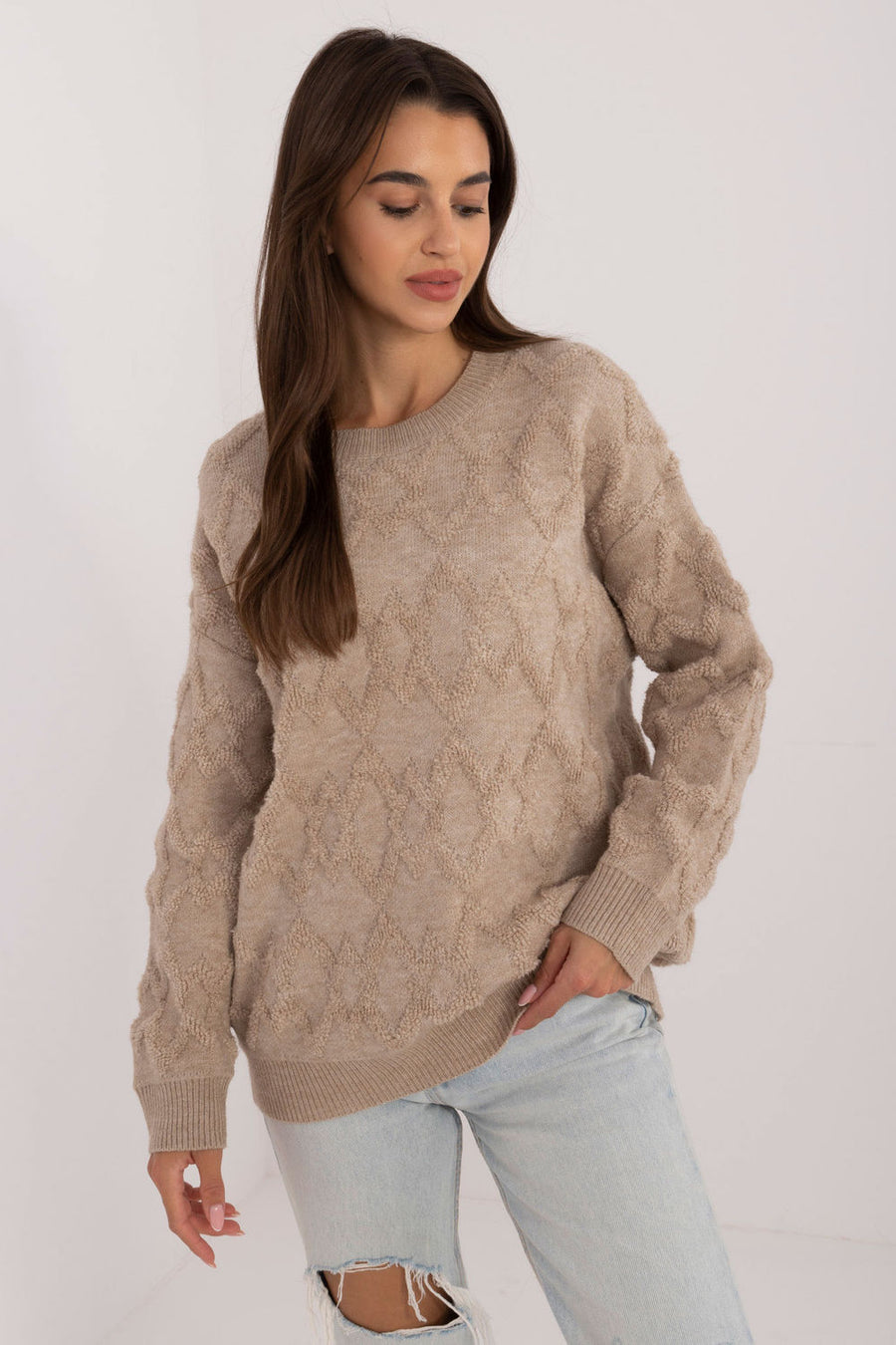 AT Beige Knitted Long Sleeve Jumper