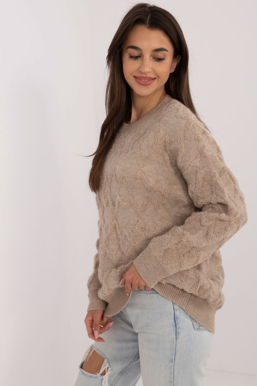 AT Beige Knitted Long Sleeve Jumper - view 2