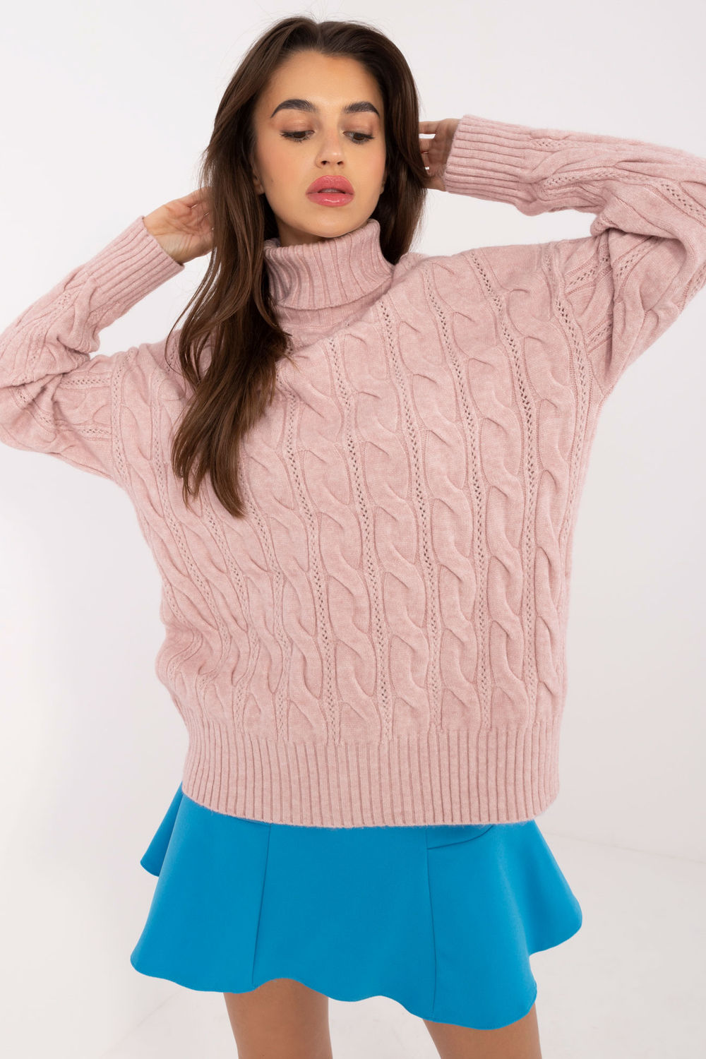 AT Light Pink Long Sleeve Roll Neck Jumper