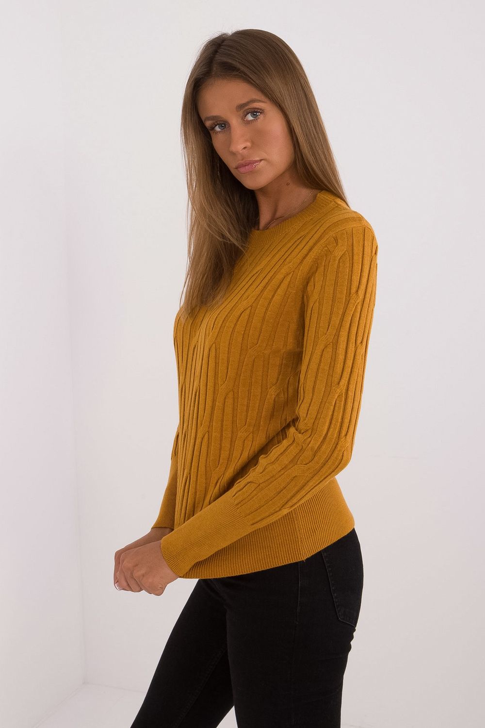AT Dark Yellow Viscose Long Sleeve Jumper - view 2