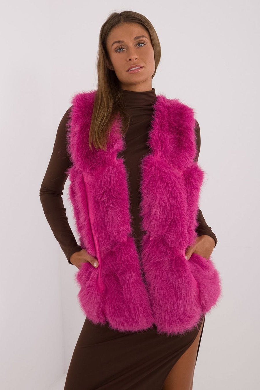AT Fuchsia Polyester Hooded Gilet