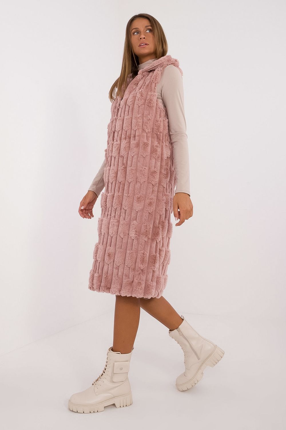 AT Dark Pink Hooded Zip Up Gilet - view 2