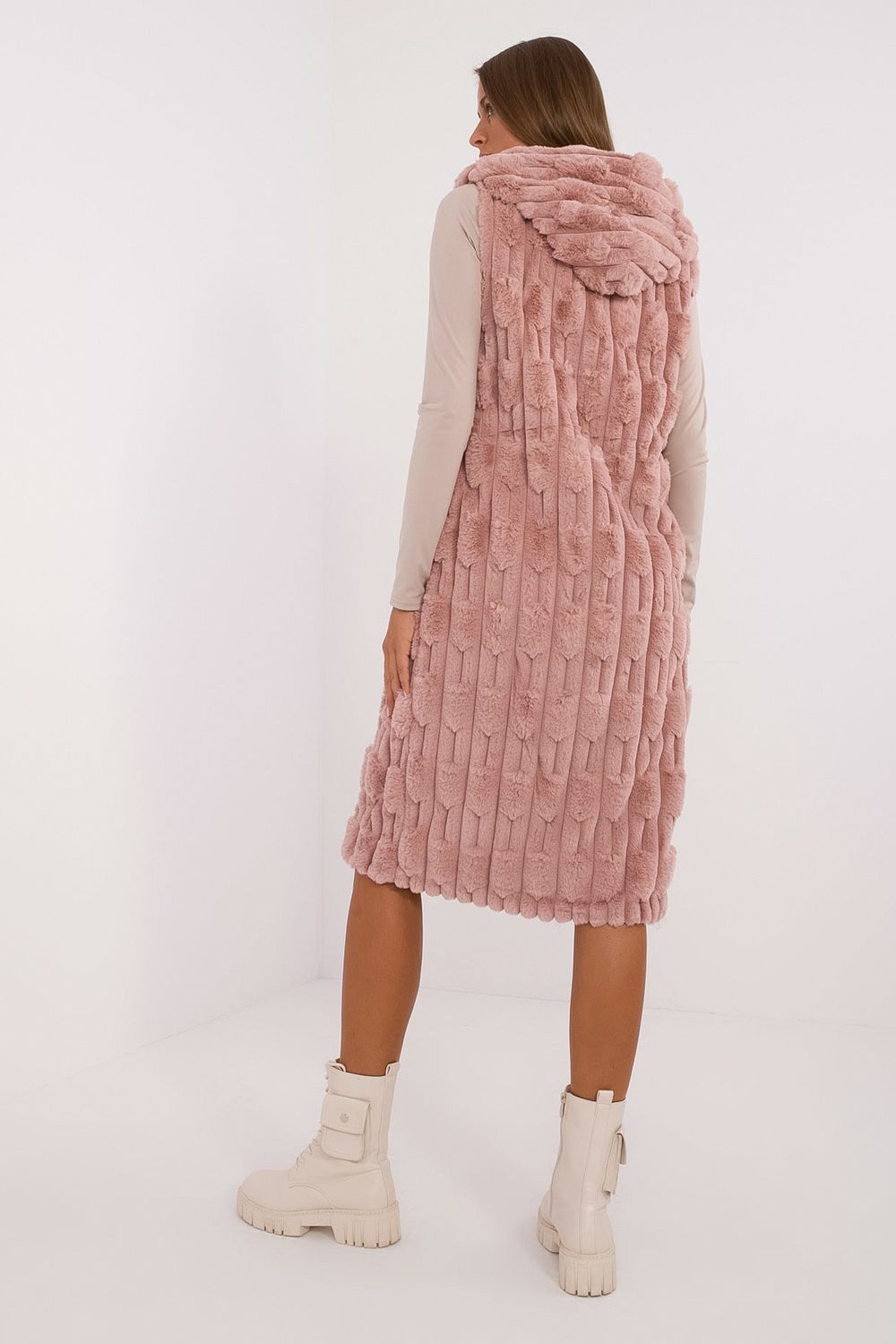 AT Dark Pink Hooded Zip Up Gilet - view 3