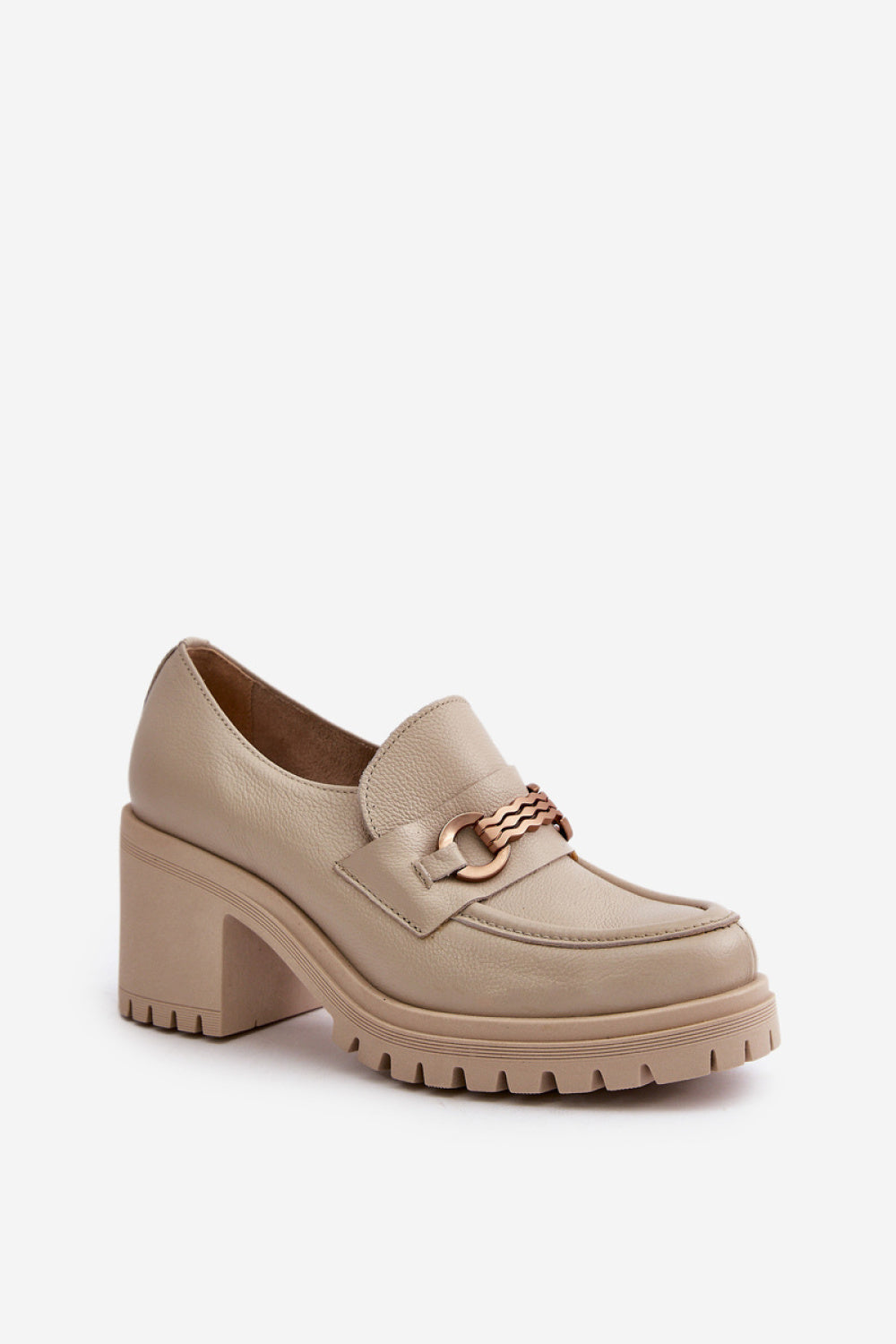 Step In Style Zazoo Light Beige Block Heel Heeled Shoes - view 2