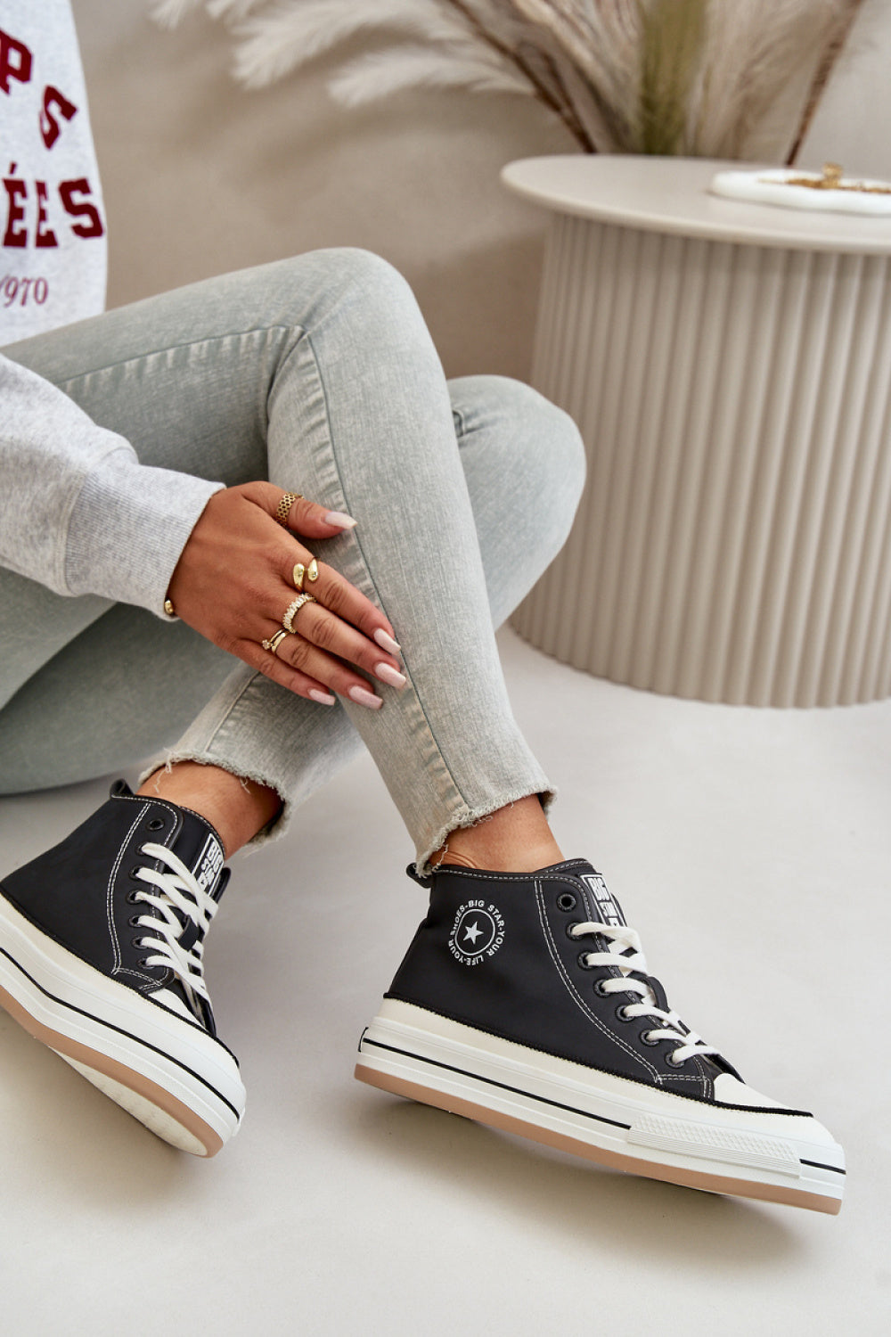 Step In Style Black Trainers with Lining - view 3