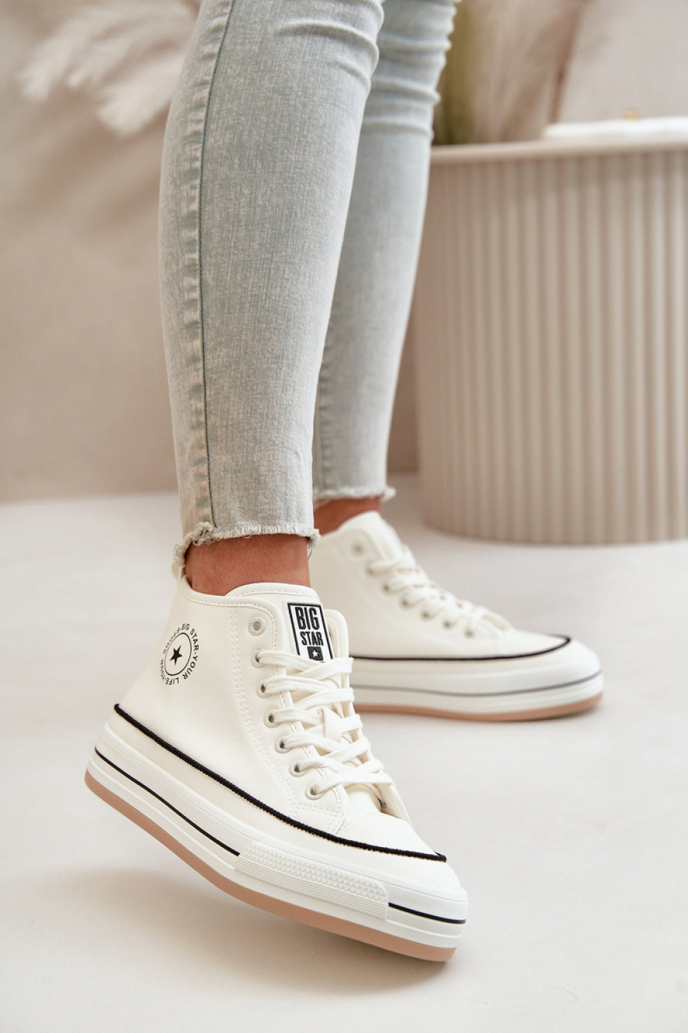 Step In Style White Trainers with Lining