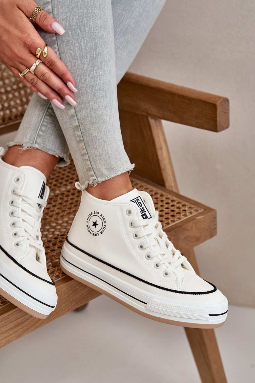 Step In Style White Trainers with Lining - view 3