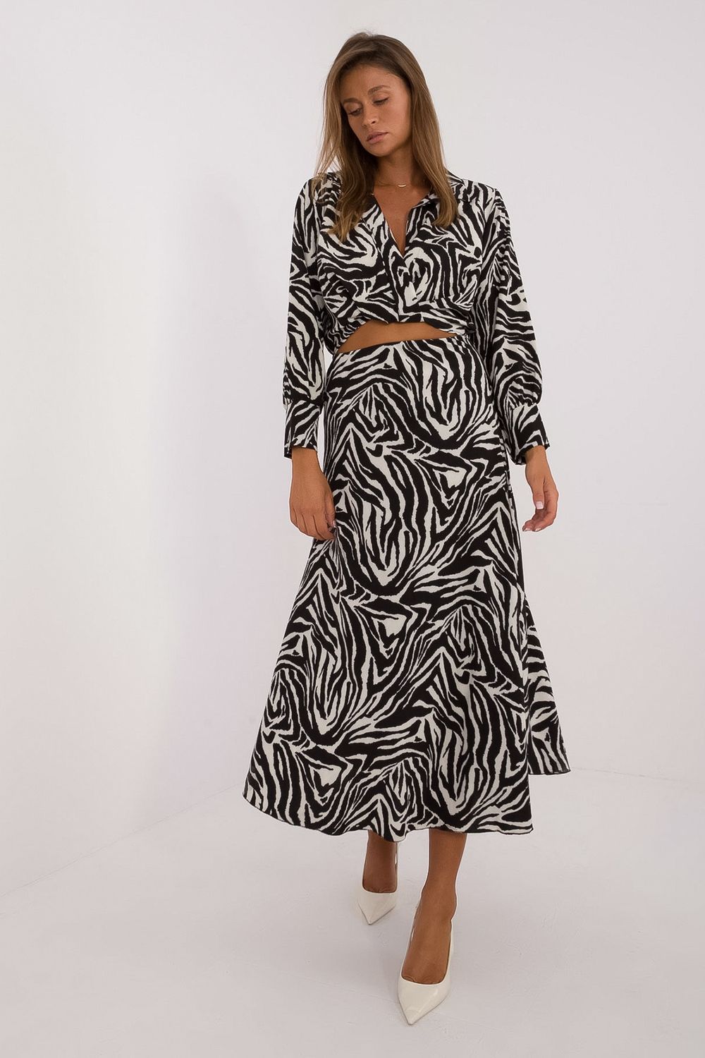 Italy Moda Ecru Wrap Skirt Co-Ord Set