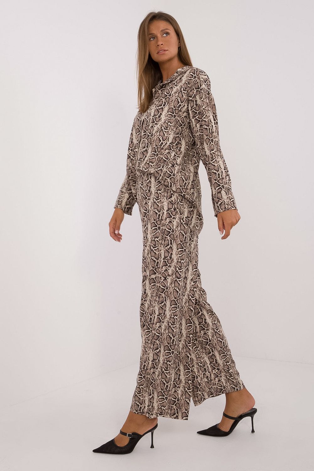 Italy Moda Beige Wide Leg High Waisted Co-Ord Set - view 2