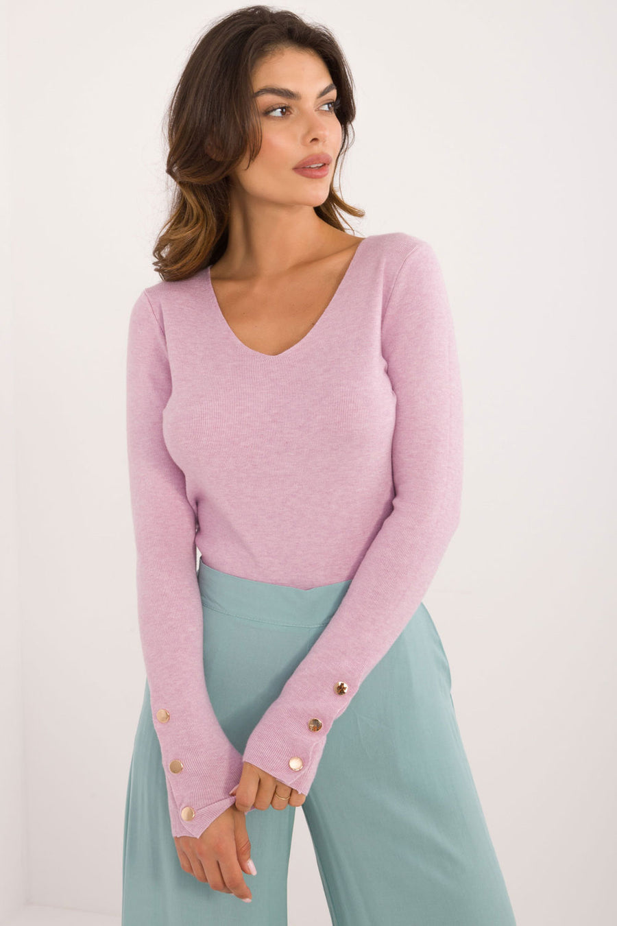 AT Light Violet V-Neck Long Sleeve Jumper