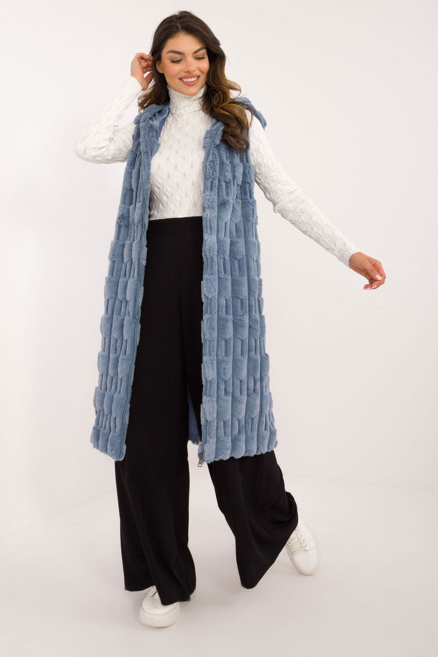 AT Blue Hooded Zip Up Gilet