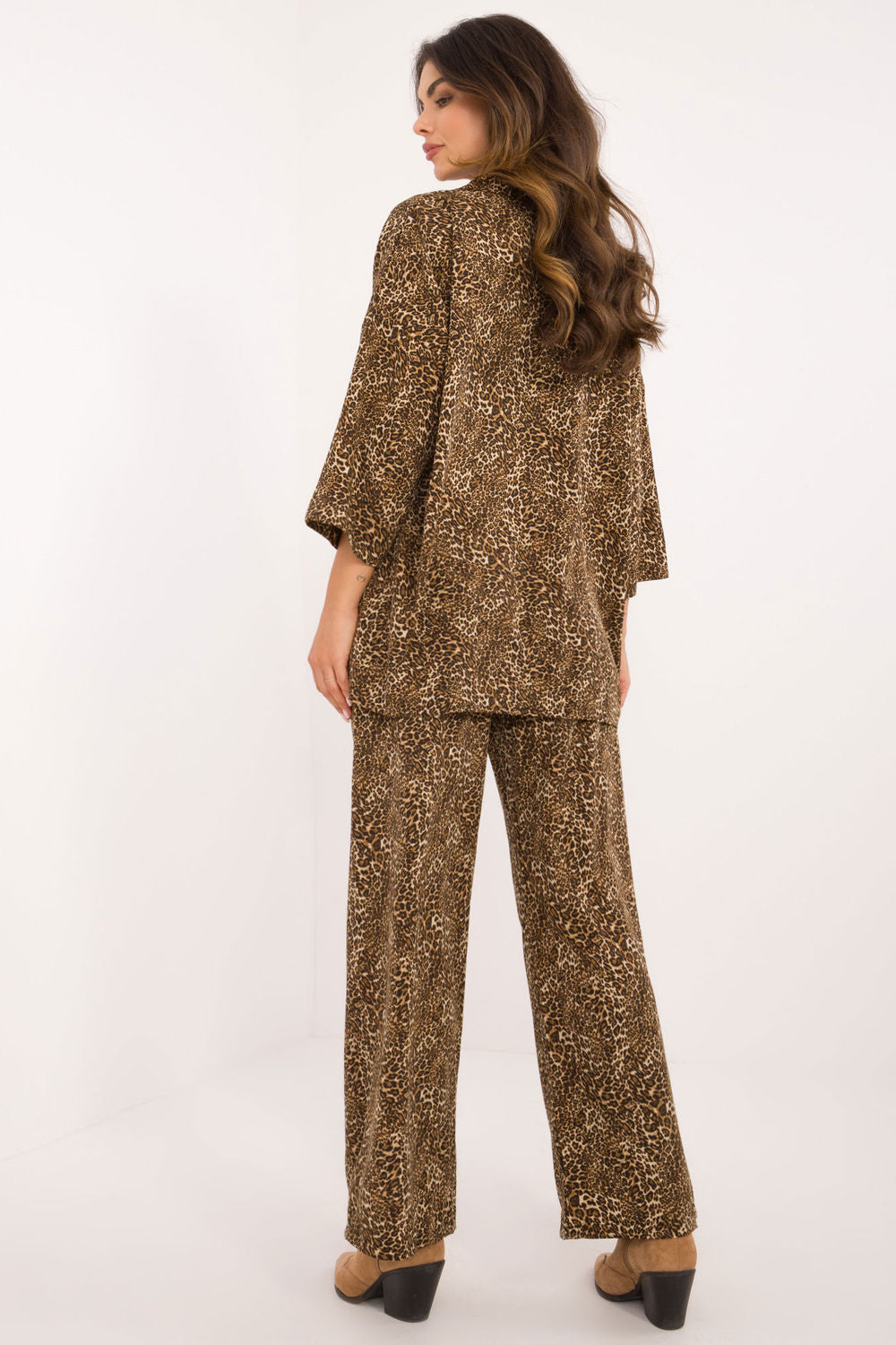 Italy Moda Beige Polyester Wide Leg High Waisted Co-Ord Set - view 3